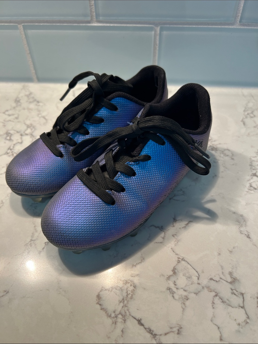 Brava Blue-Purple Soccer Cleats with Black Laces size 10